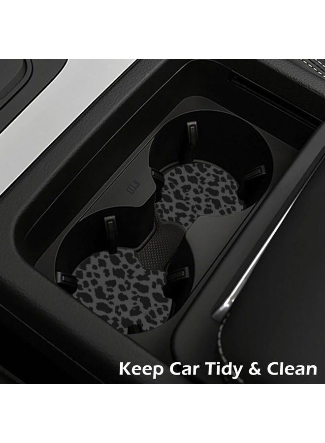KARREAL Car Cup Coasters, Neoprene Rubber Non-Slip Insert Car Coasters for Cup Holders, Black Leopard Car Interior Accessories - 2.75 inch - Image 4