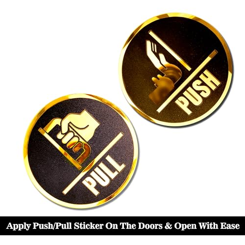 Rousrie Push and Pull Stickers for Glass Doors (Size: 6 Inch) for Office, Stores, Cafe, Hotel, Restaurant, Business & Shop, Self-Adhesive, Acrylic Signage (Design 1) - Image 2