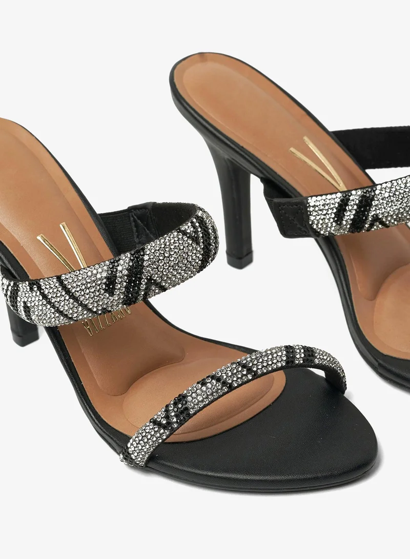VIZZANO Black Block Heel Sandals for Women – Stylish Ladies Heels Sandals for Everyday Wear for Women | Best Price UAE