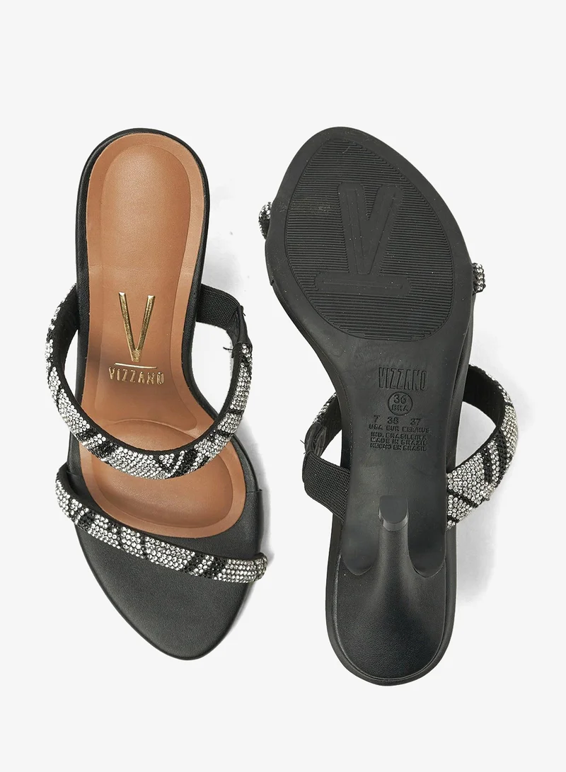 VIZZANO Black Block Heel Sandals for Women – Stylish Ladies Heels Sandals for Everyday Wear for Women | Best Price UAE