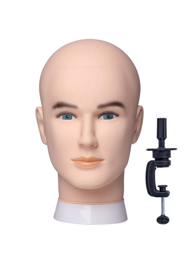 Newshair NEWSHAIR Male Bald Mannequin Head Wig Head Training Head Professional Cosmetology for Wig Making and Display Hat Helmet Glasses or Masks Display Head Model with Free Clamp Stand (Fair Skin)  - Image 1