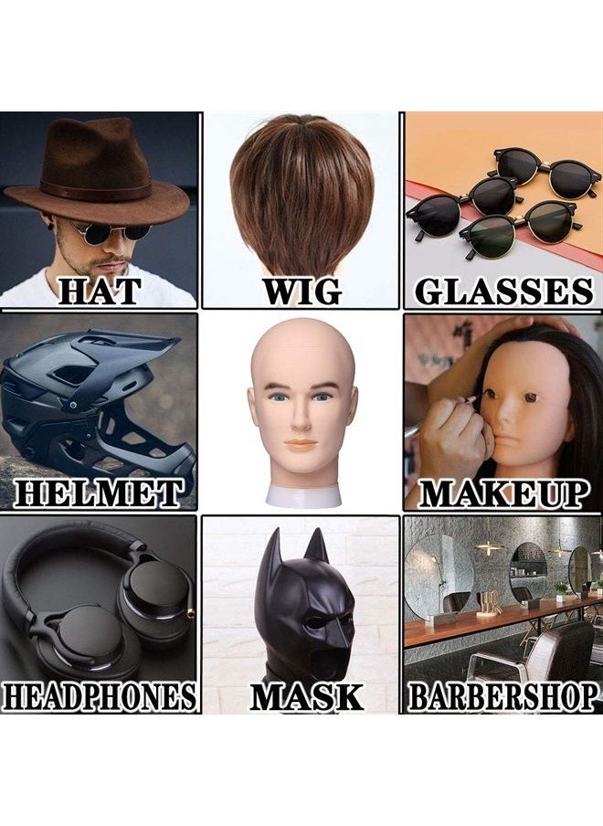 Newshair NEWSHAIR Male Bald Mannequin Head Wig Head Training Head Professional Cosmetology for Wig Making and Display Hat Helmet Glasses or Masks Display Head Model with Free Clamp Stand (Fair Skin)  - Image 2