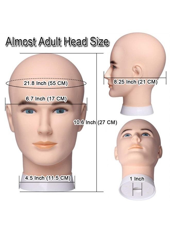 Newshair NEWSHAIR Male Bald Mannequin Head Wig Head Training Head Professional Cosmetology for Wig Making and Display Hat Helmet Glasses or Masks Display Head Model with Free Clamp Stand (Fair Skin)  - Image 4