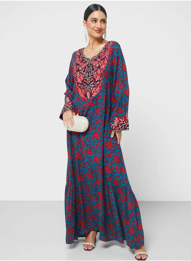 KASHKHA Embroidered Knitted Jalabiya