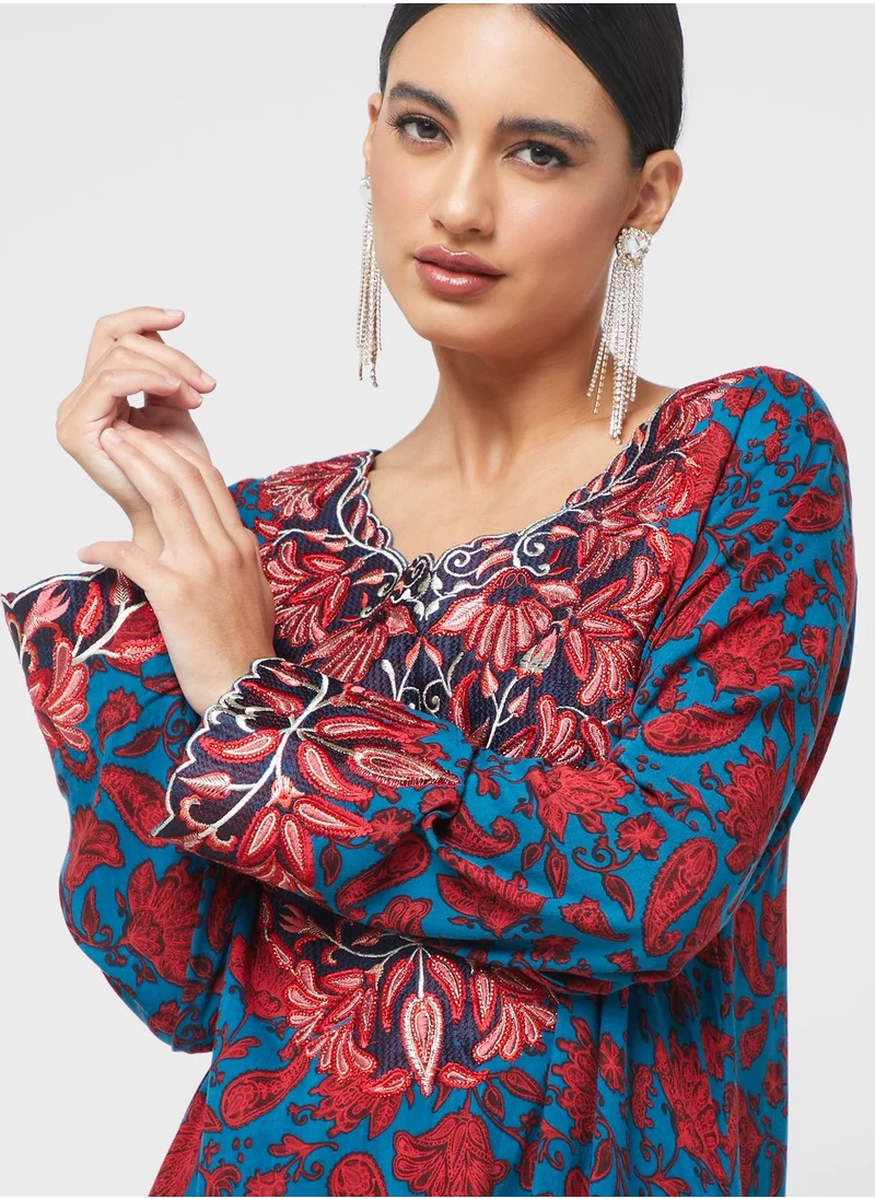 KASHKHA Embroidered Knitted Jalabiya