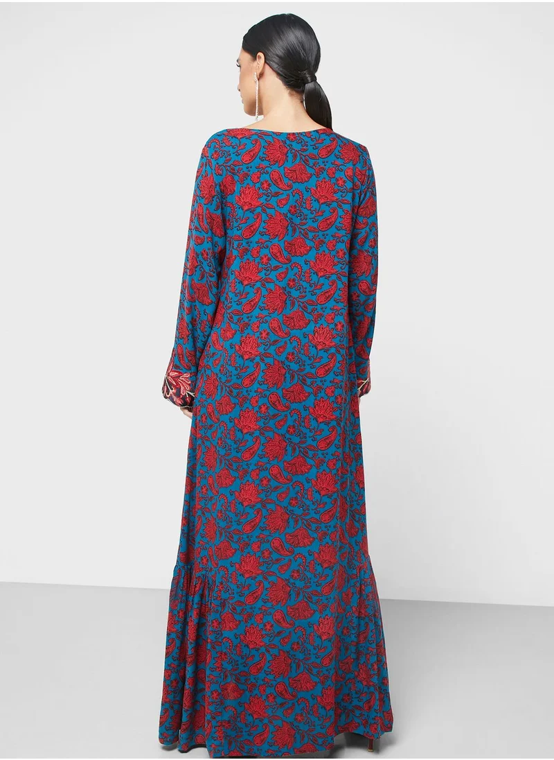 KASHKHA Embroidered Knitted Jalabiya