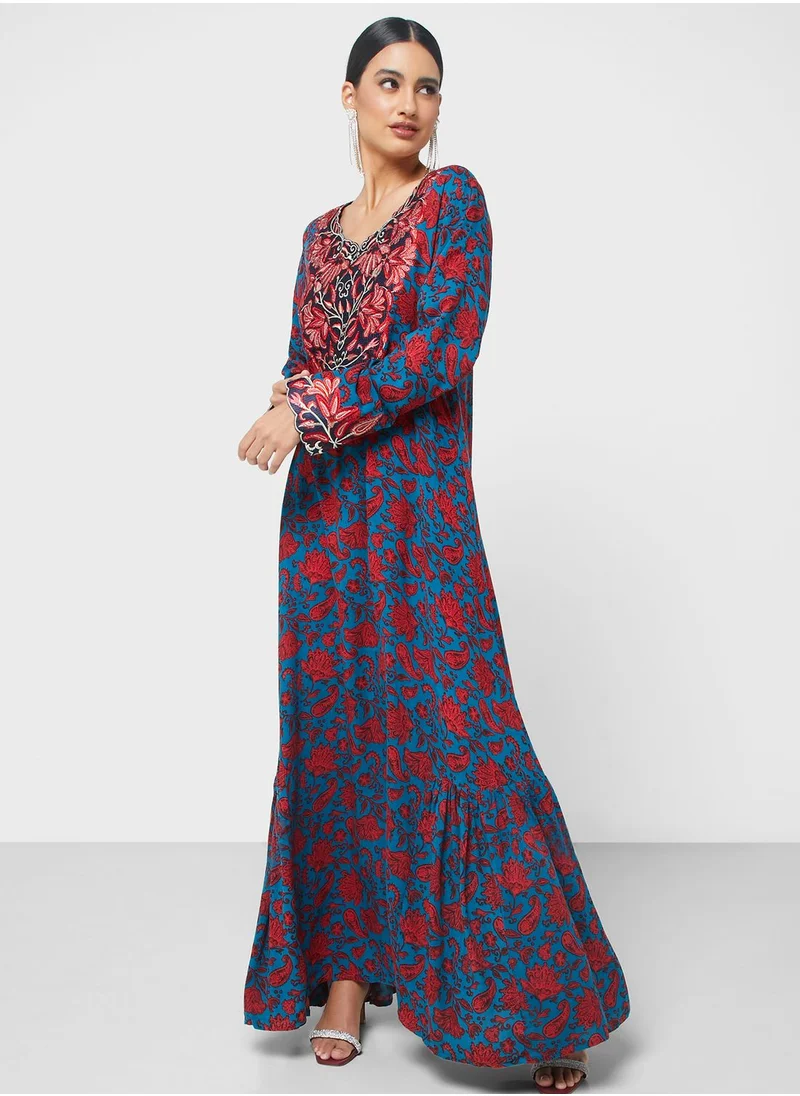 KASHKHA Embroidered Knitted Jalabiya