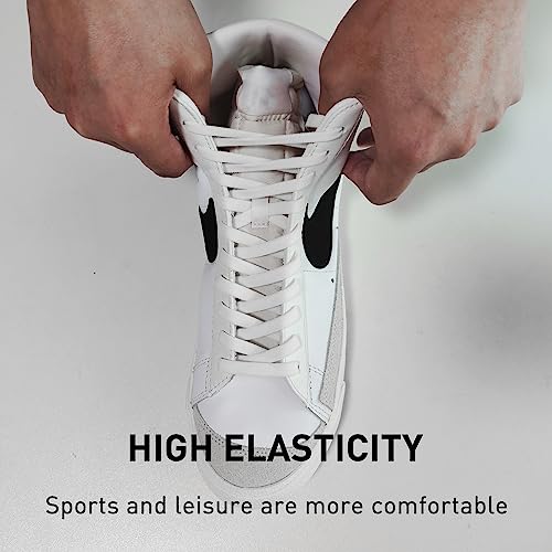 UamGlsob 5/16" Wide Elastic Shoe Laces Replacement Laces for Converse High Tops Sneakers, Stretch Flat Shoelaces Shoe Strings (White-02, 63''/160cm) - Image 2