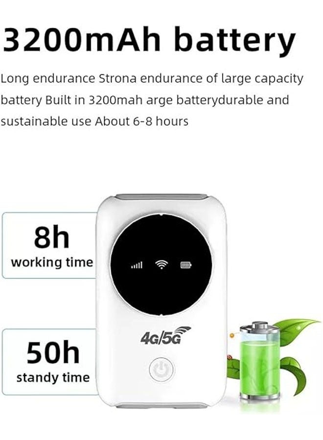 Mobile Router, 4G LTE 5G Hotspot 300Mbps Modem, Up to 10 Devices, SIM Slot, 3200 MAh Battery, Travel Portable Devices, Business Trip, Outdoor（R603-5M） - Image 2