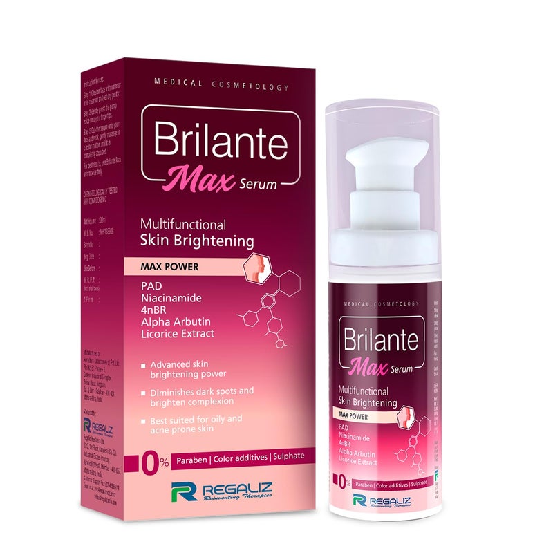 Regaliz Brilante Max Serum Multifunctional Skin Brightening Radiance Booster Targets Dark Spots Uneven Skin Tone and Dullness 30ml - Image 1