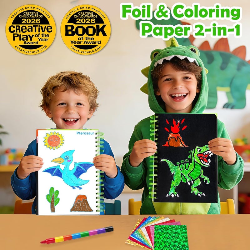 FUNNYB&G Foil Art Kit - Foil Crafts for Kids, Toys for Boys 4-10 Years Old, No Mess Travel Essentials, Kids Toys, Boys Gift, Birthday Gift, Coloring Books for Kids - Image 2