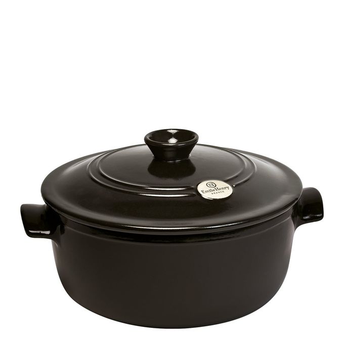 Emile Henry France Flame Round Stewpot Dutch Oven, 4.2 quart, Charcoal - Image 1