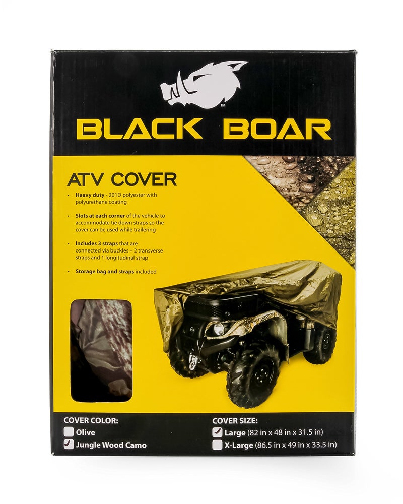 Black Boar ATV Cover - Features Waterproof Polyurethane Coating for Protection Against The Weather - Sewn-in Straps & Buckles - Jungle Camo, Large Up to 450cc (66019) - Image 4