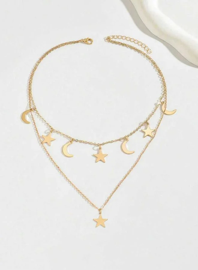 Take Two Take Two Star Moon Decor Layered Necklace