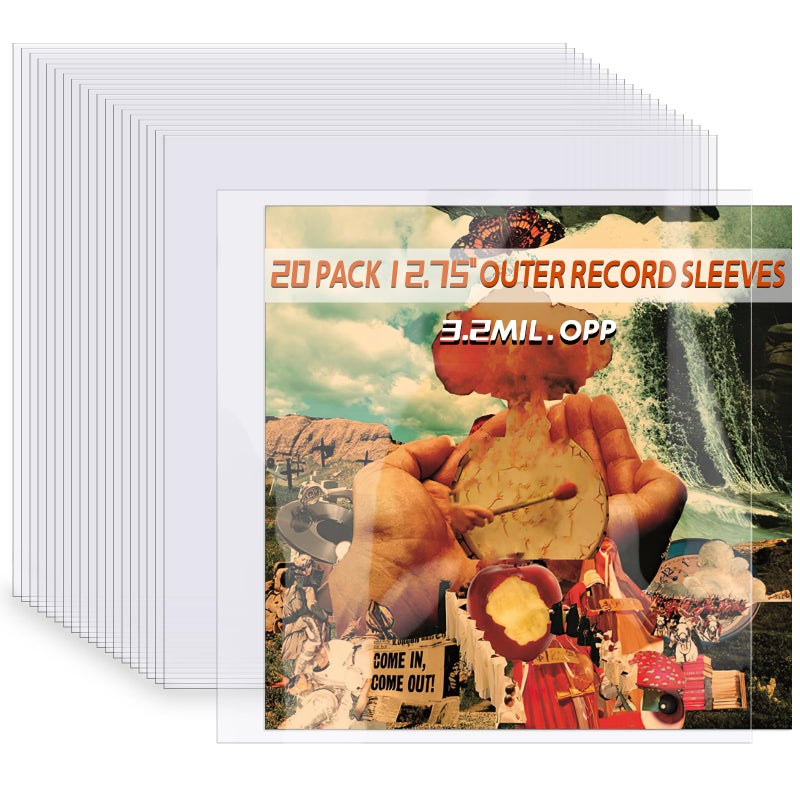 Coidea 20 Clear Vinyl Record Sleeves, 12" LP Outer Record Sleeves, 12.75" x 12.75", 3.2 Mil Protective Album Covers for Single & Double Vinyl Records - Image 1