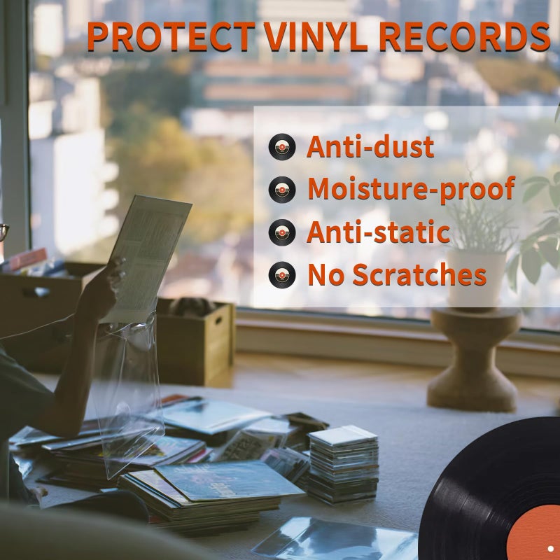 Coidea 20 Clear Vinyl Record Sleeves, 12" LP Outer Record Sleeves, 12.75" x 12.75", 3.2 Mil Protective Album Covers for Single & Double Vinyl Records - Image 4