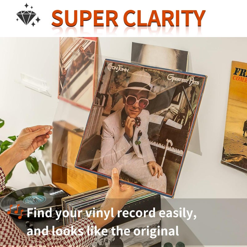Coidea 20 Clear Vinyl Record Sleeves, 12" LP Outer Record Sleeves, 12.75" x 12.75", 3.2 Mil Protective Album Covers for Single & Double Vinyl Records - Image 2