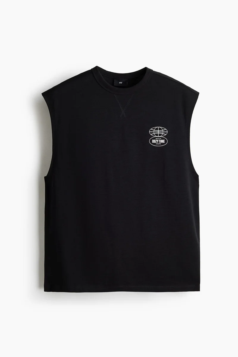 H&M  Loose Fit Printed cotton vest top for Men | Best Price UAE