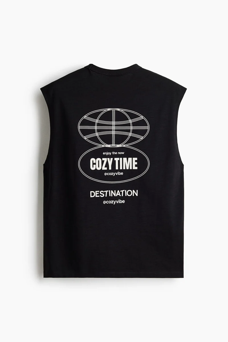 H&M  Loose Fit Printed cotton vest top for Men | Best Price UAE