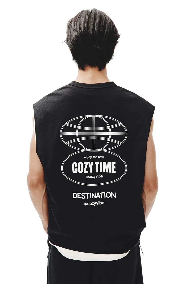 H&M  Loose Fit Printed cotton vest top for Men | Best Price UAE
