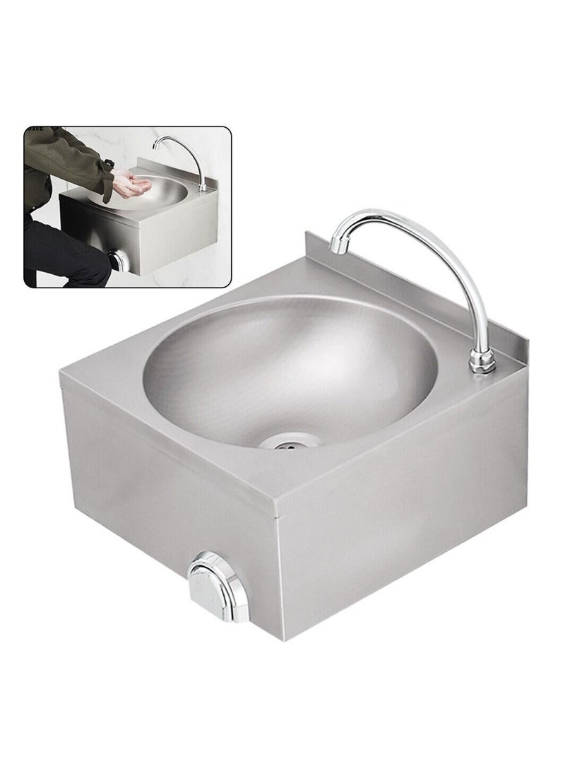 كيتسترون حوض غسيل اليدين التجاري الذي يعمل بالركبة، جداري مع حوض من الفولاذ المقاوم للصدأ وصنبور مزج حار وبارد للمطبخ، مصمم للاستخدام في الهواء الطلق. - Image 5