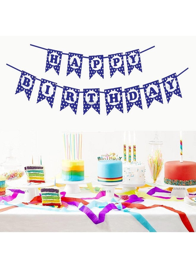 SHANAYA Happy Birthday Hanging Bunting Banner For Decorations Items Party Supplies (Dark Blue) - Image 2