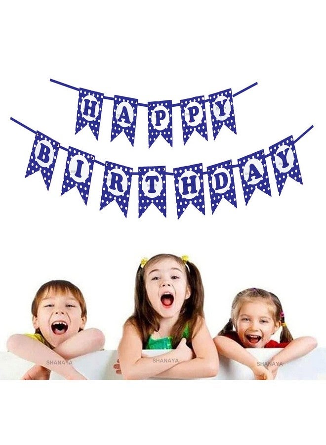 SHANAYA Happy Birthday Hanging Bunting Banner For Decorations Items Party Supplies (Dark Blue) - Image 1