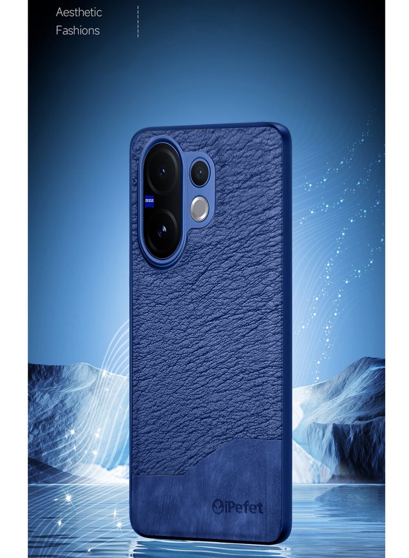 Wtech vivo V60 5G 2025 Premium PU Leather Shockproof Soft Rubber Case Cover (MCFLSN) - Navy Blue - Image 4
