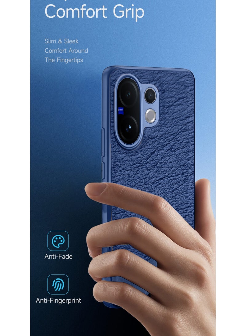 Wtech vivo V60 5G 2025 Premium PU Leather Shockproof Soft Rubber Case Cover (MCFLSN) - Navy Blue - Image 2