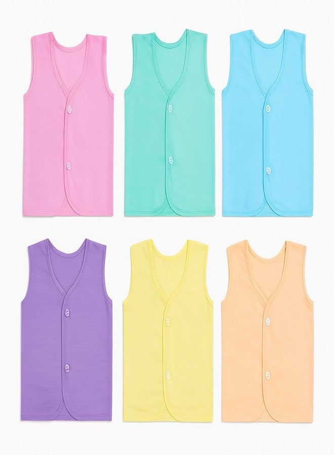 Velbk Newborn Baby Cotton Jhabla 0-3 Months | Soft Infant Jhabla for Just Born Baby | Breathable Muslin Jablas | Multicolor Assorted Pack of 6 - Image 1