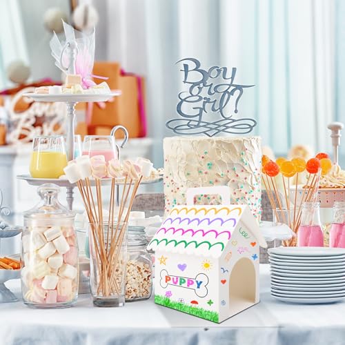BLSUREFYX 12 PCS Dog Party Favors Boxes 7 x 4.7 x 3.9 Inches Adopt A Puppy Party Favors Boxes Dog House Shaped Treat Gift Boxes for Kids DIY Crafting and Birthday Party Use White - Image 4
