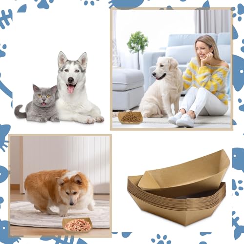 LLHQAMT Disposable Pet Food Bowls, Thickened Disposable Pet Bowls, 50pcs Pet Disposable Feeding Bowls for Wet and Dry Food, Kitten, Puppy (3.3in x 4.9in) - Image 2