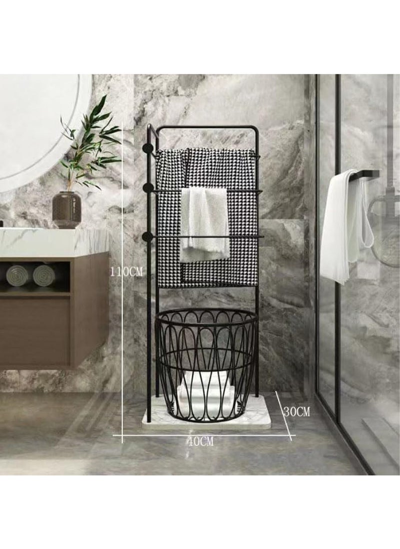 LIMOS 3-Tier Towel Rack with Basket for Dirty Clothes standing Blanket Rack for Bathroom and Bedroom  - Image 2
