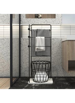LIMOS 3-Tier Towel Rack with Basket for Dirty Clothes standing Blanket Rack for Bathroom and Bedroom  - Image 4
