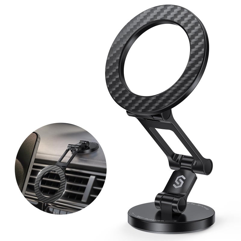 SYNCWIRE Fits MagSafe Car Mount, Magnetic Phone Holder for Car Dashboard, [Flexible Three-axis] 360Â° Rotation Magnetic Car Mount Strong Magnets Car Phone Holder for iPhone 17 16 15 14 Pro Max - Image 1