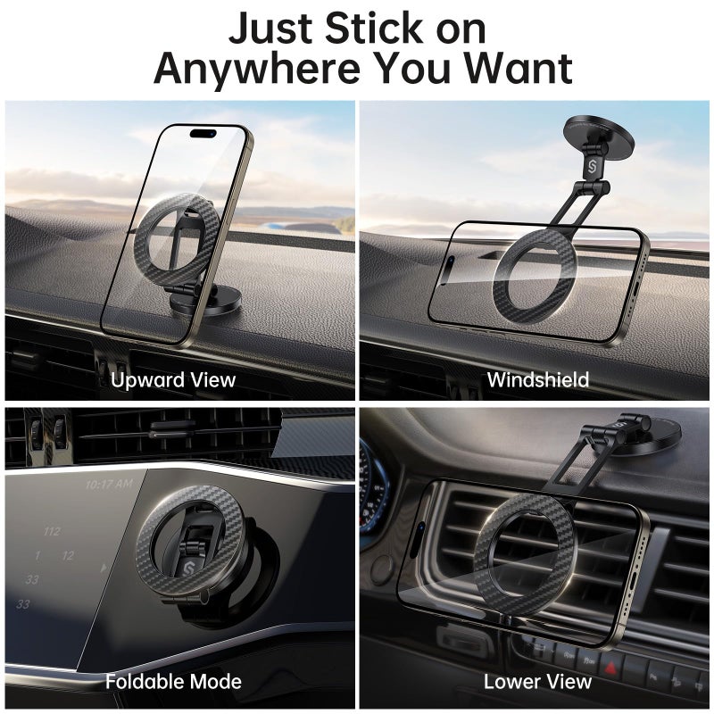 SYNCWIRE Fits MagSafe Car Mount, Magnetic Phone Holder for Car Dashboard, [Flexible Three-axis] 360Â° Rotation Magnetic Car Mount Strong Magnets Car Phone Holder for iPhone 17 16 15 14 Pro Max - Image 2