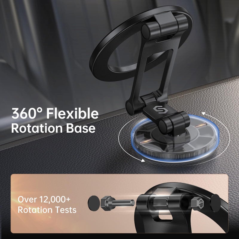 SYNCWIRE Fits MagSafe Car Mount, Magnetic Phone Holder for Car Dashboard, [Flexible Three-axis] 360Â° Rotation Magnetic Car Mount Strong Magnets Car Phone Holder for iPhone 17 16 15 14 Pro Max - Image 4