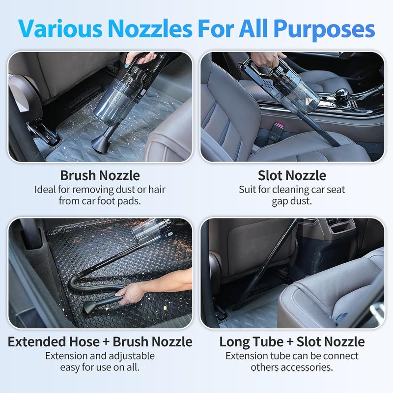 NIKCOSMK Car Cleaning Kit, Car Detailing Kit with Car Vacuum 8000PA High Suction, 22PCS Car Interior Cleaning Supplies with Detailing Brushes, Windshield Cleaner, Storage Bag for Men & Women - Image 3