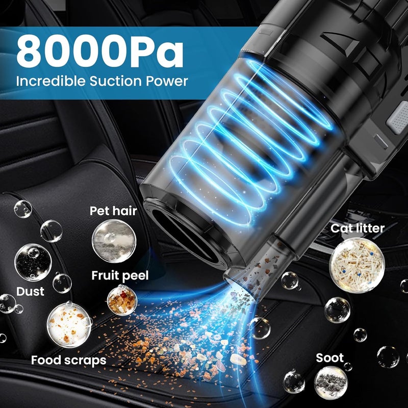 NIKCOSMK Car Cleaning Kit, Car Detailing Kit with Car Vacuum 8000PA High Suction, 22PCS Car Interior Cleaning Supplies with Detailing Brushes, Windshield Cleaner, Storage Bag for Men & Women - Image 2