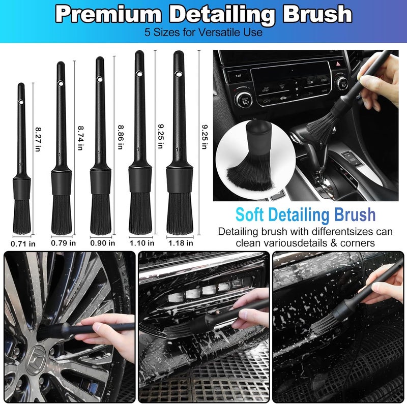NIKCOSMK Car Cleaning Kit, Car Detailing Kit with Car Vacuum 8000PA High Suction, 22PCS Car Interior Cleaning Supplies with Detailing Brushes, Windshield Cleaner, Storage Bag for Men & Women - Image 4