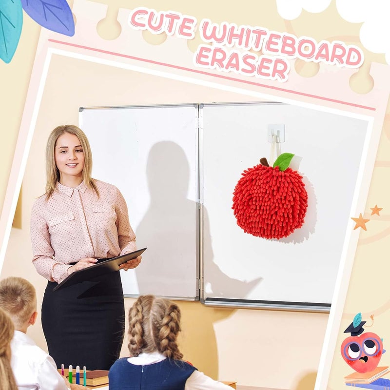 Dry Eraser 2-Pack Double-Sided Microfiber Apple Design - Soft Surface-Safe Reusable Whiteboard Eraser for Classroom Office Home Teachers Students - Image 5