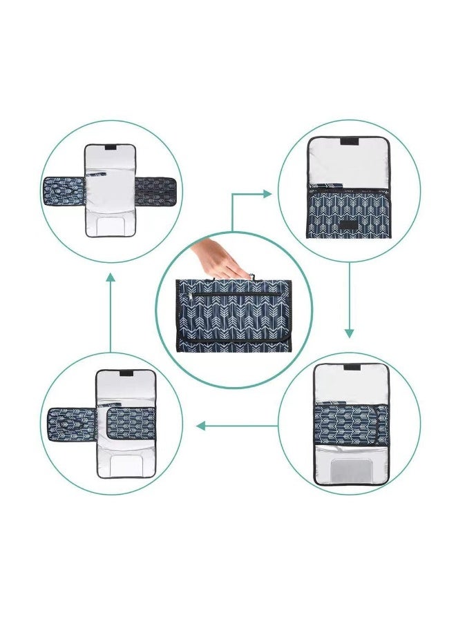 , Portable Nappy Changing Mat with Pockets, Waterproof Foldable Infant Baby Changing Pad Baby Changing Pad Station - Image 2