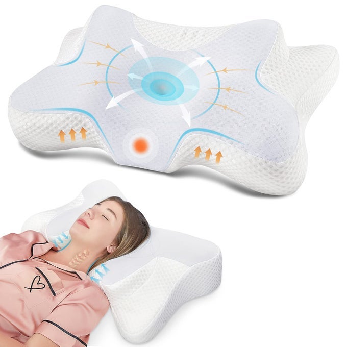CERVICAL NECK PILLOW FOR PAIN RELIEFODORLESS CONTOUR MEMORY FOAM PILLOWS WITH COOLING PILLOWCASE COZY SLEEPING ORTHOPEDIC ERGONOMIC BED PILLOWS FOR SIDE BACK STOMACH SLEEPERS