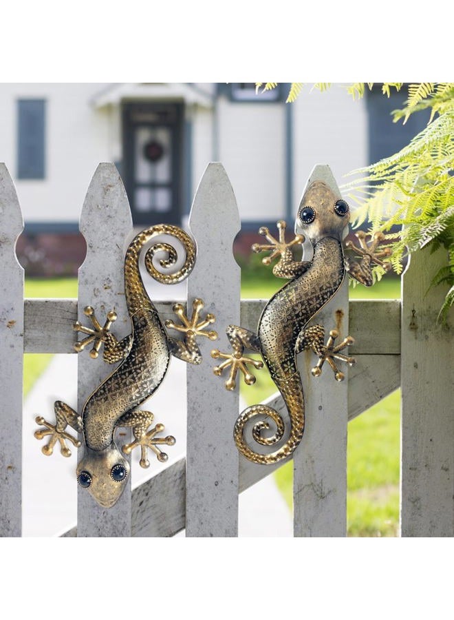 LIFFY Gecko Metal Wall Art Decor 2 Pack 15 Inch - Indoor & Outdoor Lizard Wall Art Hanging Sculpture for Home and Garden - Image 4