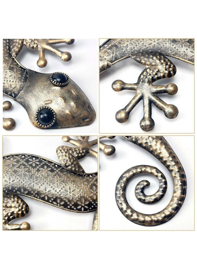 LIFFY Gecko Metal Wall Art Decor 2 Pack 15 Inch - Indoor & Outdoor Lizard Wall Art Hanging Sculpture for Home and Garden - Image 2