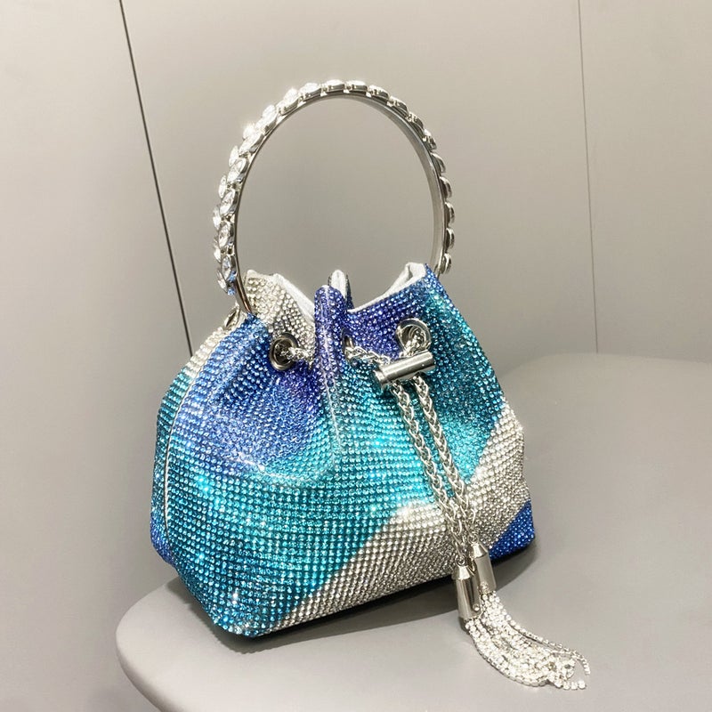 Women'S Bag Portable Shiny Colored Diamond Evening Bag Women'S Handbag Handmade Rhinestone Bucket Bag Full Of Diamonds - Image 1