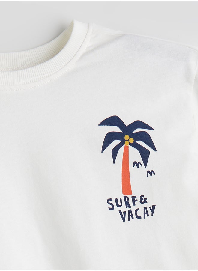LC WAIKIKI Crew Neck Printed Boy T-Shirt and Shorts 2 Pack Summer  - Image 3