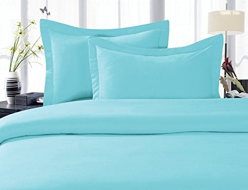 Elegance Linen 1500 Thread Count Wrinkle Resistant Ultra Soft Luxurious Egyptian Quality 3pc Duvet Cover Set, Solid, Full/Queen, Light Blue - Image 3