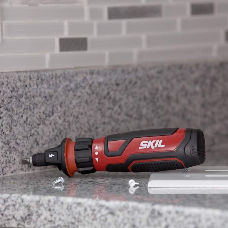 SKIL Rechargeable 4V Cordless Screwdriver with Circuit Sensor Technology Includes 45pcs Bit Set, USB Charging Cable, Carrying Case - SD561204 - Image 5