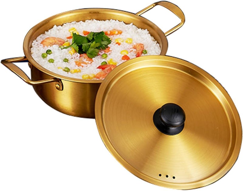HEVASNEK Stainless Steel Korean Ramen Noodle Pot with Lid Handle 1824cm Small Stockpot for Soup Stew Cooking Bowl Ideal for Home Restaurant Use - Image 1
